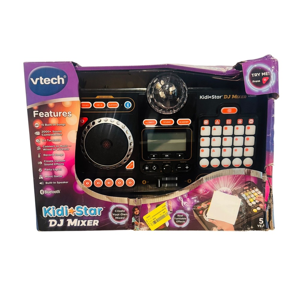 VTech KidiStar DJ Mixer Black Electronic Music Toy 80-547300 Kids 5+ Bluetooth